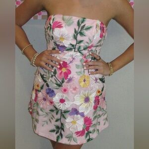 Floral Embroidered Mini Dress